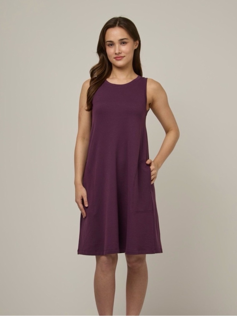 Wool& Sierra Purple Merino Wool Blend Tank Dress, Size 2X